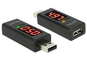 Delock 65569 Adapter USB 2.0 A male > A female met LED-indicator voor Volt en Ampère