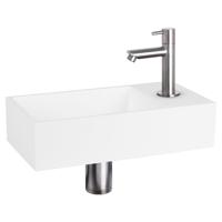 Differnz Solid fonteinset solid surface - kraan recht - 36 x 18.5 x 9 cm - mat chroom