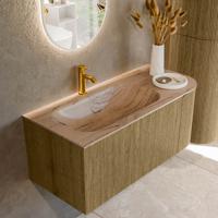 Badmeubel Mondiaz Kurve-Dlux | 105 cm | Meubelkleur Dusk | Wastafelkleur Arena | Solid surface | Wasbak linker zijde spoelbak | 1 kraangat