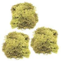 Decoratie nep mos 50 gram - 3x - lichtgroen - Hobby/knutselen - herfst/kerst thema - opvullen