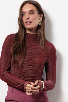 Studio Anneloes Pepper Glitter Top 13382 T-shirt Lange Mouw 4538 Vintage Berry/blackberry