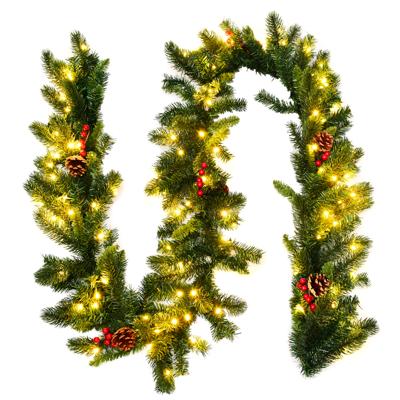 270cm Oplichtende Kerstslinger Kunstmatige Kerstkrans Lauwerkrans Groen