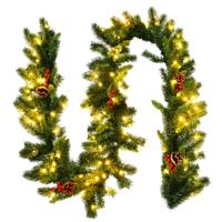 270cm Oplichtende Kerstslinger Kunstmatige Kerstkrans Lauwerkrans Groen