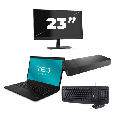Lenovo ThinkPad T490s - Intel Core i5-8e Generatie - 14 inch - 16GB RAM - 256GB SSD - Windows 11 Home + 1x 23 inch Monitor