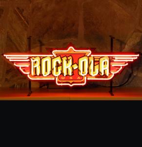 Rock-Ola Logo Neon Verlichting Met Bord 84 x 31 cm