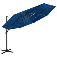 Parasol 4-laags met aluminium paal 3x3 m azuurblauw - thumbnail