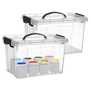 Opslagbox met deksel - 2x - transparant grijs - 11 liter - 34 x 24 x 21 cm - kunststof