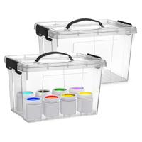 Opslagbox met deksel - 2x - transparant grijs - 11 liter - 34 x 24 x 21 cm - kunststof Opslagbox met deksel - 2x - transparant grijs - 11 liter - 34 x 24 x 21 cm - kunststof
