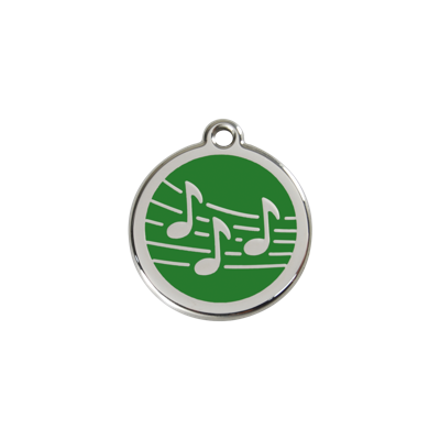 Music Green roestvrijstalen hondenpenning small/klein dia. 2 cm - Reddingo