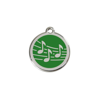 Music Green roestvrijstalen hondenpenning small/klein dia. 2 cm - Reddingo