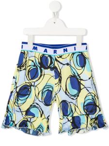 Marni Kids short de sport à imprimé abstrait - Bleu