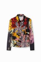 Blouse met lange mouwen met vrouw en bloemen. - MATERIAL FINISHES - XS