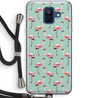 Flamingoprint groen: Samsung Galaxy A6 (2018) Transparant Hoesje met koord