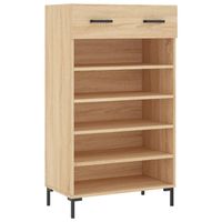 The Living Store Schoenenkast Sonoma Eiken - 60 x 35 x 105 cm - Duurzaam bewerkt hout en ijzer