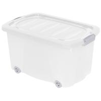 Opberg box/doos met wieltjes - kunststof - 60 x 39 x 32 cm - opruimen - organiseren