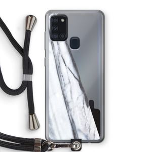 Gestreepte marmer: Samsung Galaxy A21s Transparant Hoesje met koord