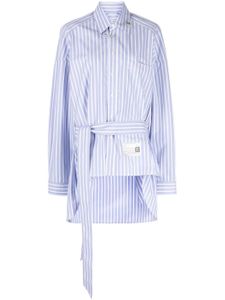 Maison MIHARA YASUHIRO chemise rayée à taille nouée - Bleu