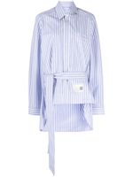 Maison MIHARA YASUHIRO chemise rayée à taille nouée - Bleu - thumbnail