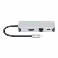 Manhattan 130615 notebook dock & poortreplicator Bedraad USB 3.2 Gen 1 (3.1 Gen 1) Type-C Aluminium - thumbnail