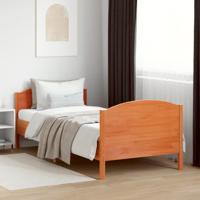 Bedframe zonder matras massief grenenhout wasbruin 100x200 cm