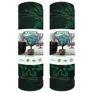 Plantenhoes jute - 2x - H100 x D75 cm - groen - wintermotief - anti-vorst planten beschermhoes