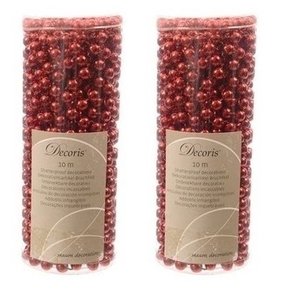 2x Kerst kralenslinger rood 10 mtr