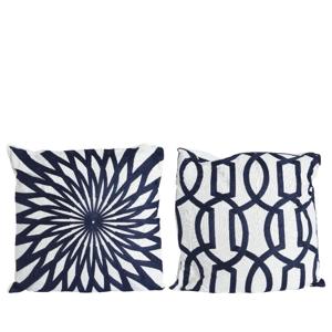 Decoris Sierkussen Voor Binnen Van Polyester En Katoen Blauw/wit 43x43cm 2
