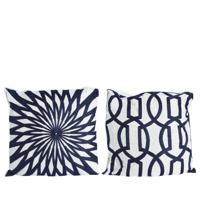 Decoris Sierkussen Voor Binnen Van Polyester En Katoen Blauw/wit 43x43cm 2 - thumbnail