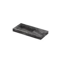 INK Pitch Wastafel keramische slab links met drain en front en side skirts zonder kraangat 100x45x9 Venice brown glossy