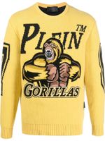 Philipp Plein pull en laine à motif intarsia - Jaune - thumbnail