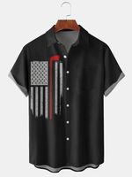 Men's American Flag and Golf Element Graphic Print Short Sleeve Shirt - thumbnail