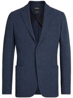 Zegna blazer boutonné à revers crantés - Bleu