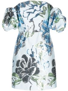 Marchesa Notte robe brodée de sequins - Bleu