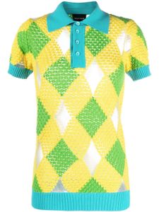 Botter polo en maille à motif géométrique - Jaune