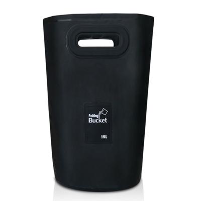 Outdoor draagbare vouwen spoelbak PVC inklapbaar emmer capaciteit: 15L (zwart)