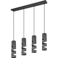 LED Hanglamp - Trion Meser - GU10 Fitting - 4-lichts - Rechthoek - IP20 - Mat Zwart - Metaal