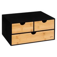 Kantoor organizer ladeblok - 3 lades - 32 x 25 x 16 cm - bamboe hout - thumbnail