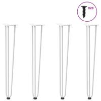Haarspeld tafelpoten 4 st 72 cm massief staal wit Haarspeld tafelpoten 4 st 72 cm massief staal wit