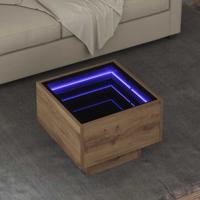 Salontafel artisanaal eikenkleurig 40 x 40 x 30 cm Bewerkt hout