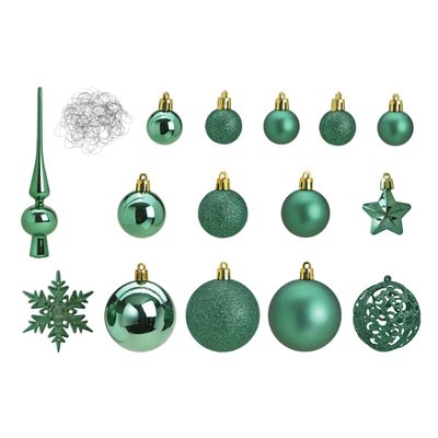 Pakket met 110x stuks kunststof kerstballen/ornamenten met piek emerald groen Pakket met 110x stuks kunststof kerstballen/ornamenten met piek emerald groen