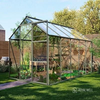 Royal Well Kate 3 tuinkas met veiligheidsglas en fundering - groengrijs Royal Well Kate 3 tuinkas met veiligheidsglas en fundering - groengrijs