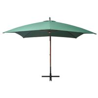 The Living Store Hangende Parasol - Groen - 300x300 cm - Houten Paal - 8 Bamboe Baleinen - thumbnail