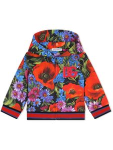 Dolce & Gabbana Kids hoodie zippé à fleurs - Rouge