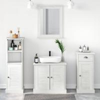 Badkamermeubelset met lade 3 pcs Antiekwit 37 x 34 x 110 cm