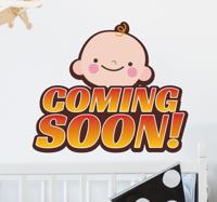 Muursticker baby coming soon