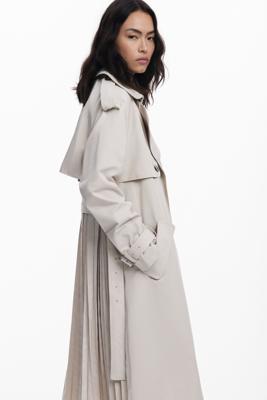 Trenchcoat met geplooide rug - BROWN - XL