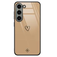 Samsung Galaxy S23 glazen hardcase - Hart bruin Samsung Galaxy S23 glazen hardcase - Hart bruin