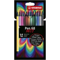 STABILO Pen 68, premium viltstift, ARTY etui met 12 kleuren