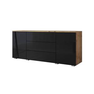 Meubella Dressoir Pure - Zwart - Eiken - 150 cm