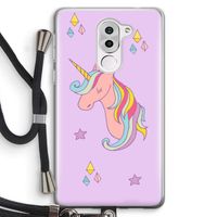 Roze eenhoorn: Honor 6X Transparant Hoesje met koord